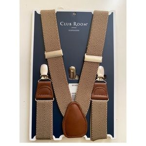 New! CLUBROOM Brown Leather Suspenders One size